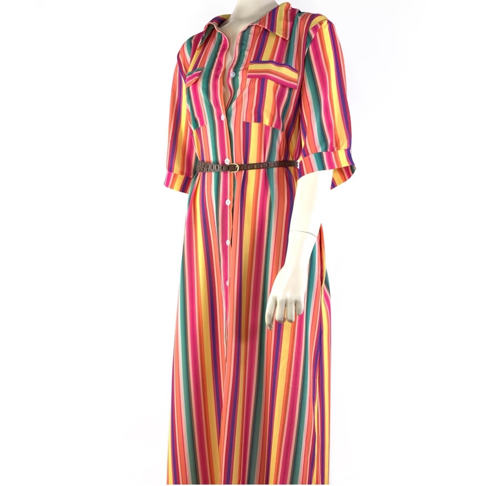 ONLY 1 LEFT SZ M Resort Wear Striped Dress SZ M - Picture 3 of 6